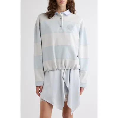 Acne Studios Stripe Polo Sweatshirt In Blue