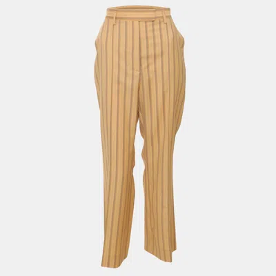 Pre-owned Acne Studios Stripe Wool Wide Leg Pants M In Brown