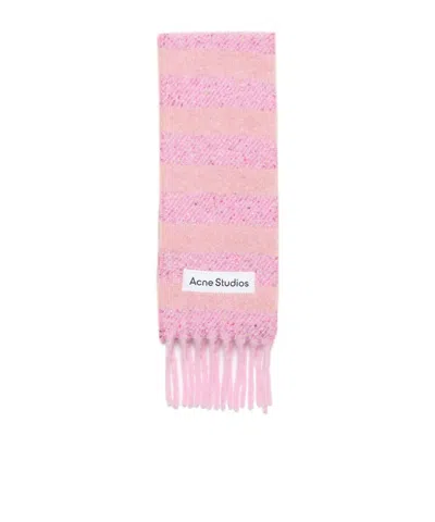 Acne Studios Striped Alpaca Scarf In Bright Pink,old Pink
