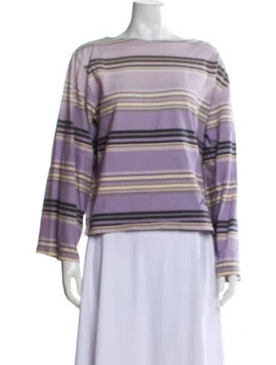 Pre-owned Acne Studios Striped Bateau Neckline Top In Purple