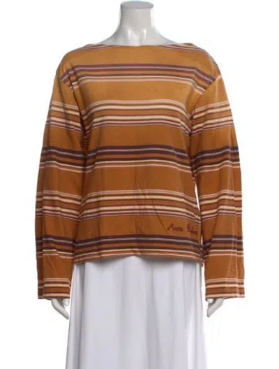 Pre-owned Acne Studios Striped Bateau Neckline Top In Yellow