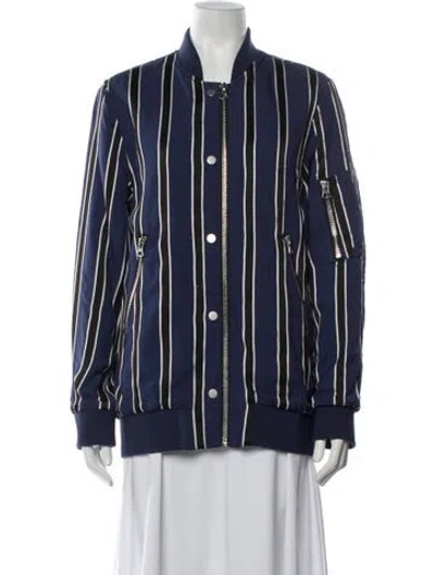 Pre-owned Acne Studios Striped Bomber Jacket In Blue