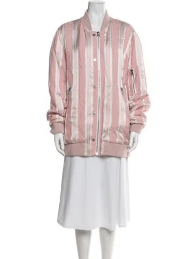 Pre-owned Acne Studios Striped Bomber Jacket In Pink