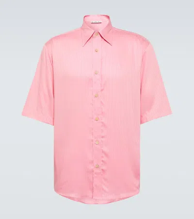 Acne Studios Striped Bowling Shirt In Ad1 Blush Pink