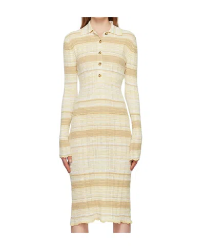 Acne Studios Striped Button Dress In Nude