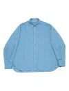 Acne Studios Striped Long Sleeve Button Up Shirt In Blue