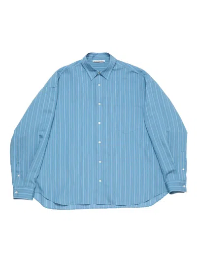 Acne Studios Striped Long Sleeve Button Up Shirt In Blue