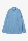 Acne Studios Striped Long Sleeve Button Up Shirt In Blue