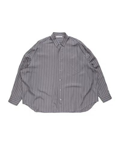 Acne Studios Striped Button-up Shirt In Gray