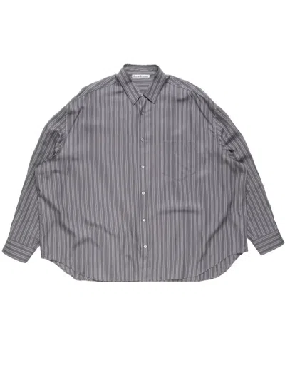 Acne Studios Striped Button-up Shirt Woman Purple In Gray