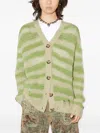 Acne Studios Distressed Stripe Cardigan In Gray