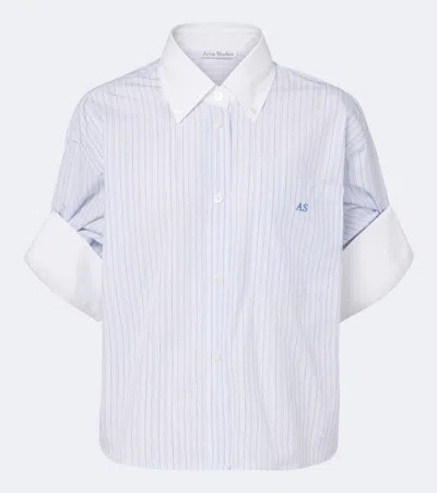 Acne Studios Striped Cotton Poplin Shirt In Blue