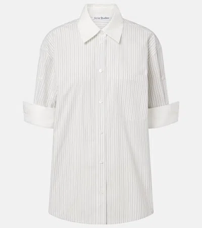Acne Studios Striped Cotton Poplin Shirt In White