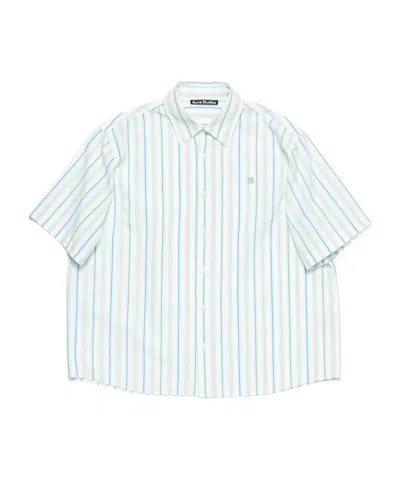 Acne Studios Striped Cotton Shirt In White