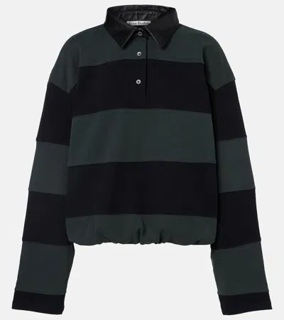 Acne Studios Striped Cotton Sweater In Green