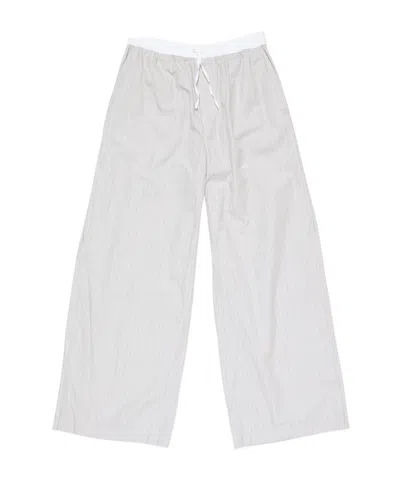 Acne Studios Striped Cotton Trousers In White