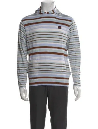 Pre-owned Acne Studios Striped Crew Neck Hoodie In Blue