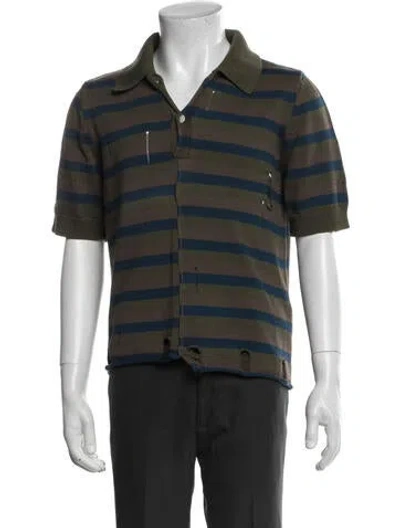Pre-owned Acne Studios Striped Crew Neck Polo Shirt In Black