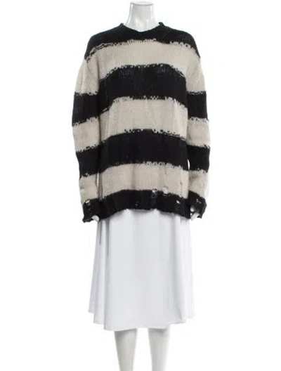 Pre-owned Acne Studios Striped Crew Neck Sweater In Black