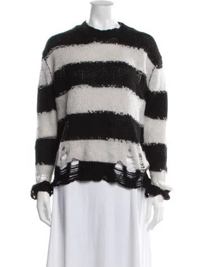Pre-owned Acne Studios Striped Crew Neck Sweater In Black
