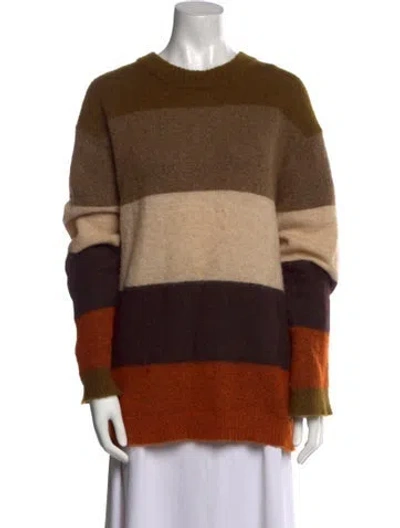 Pre-owned Acne Studios Striped Crew Neck Sweater In Brown