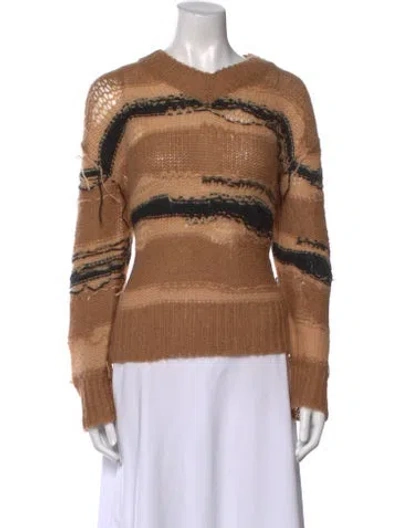 Pre-owned Acne Studios Striped Crew Neck Sweater In Brown