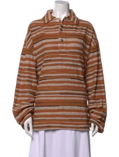 Pre-owned Acne Studios Striped Crew Neck Sweater In Brown