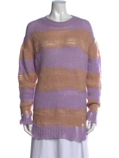 Pre-owned Acne Studios Striped Crew Neck Sweater In Purple