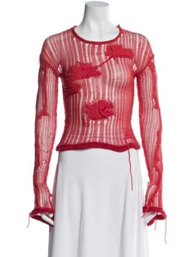Pre-owned Acne Studios Striped Crew Neck Sweater In Red