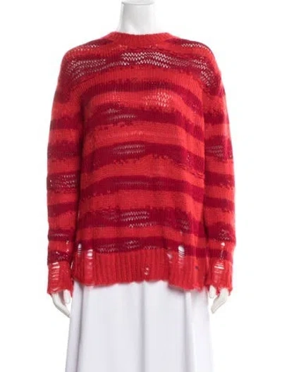 Pre-owned Acne Studios Striped Crew Neck Sweater In Red