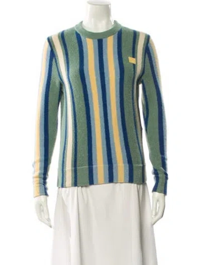 Pre-owned Acne Studios Striped Crew Neck Sweater In White