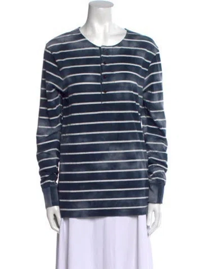 Pre-owned Acne Studios Striped Crew Neck Sweatshirt In Blue