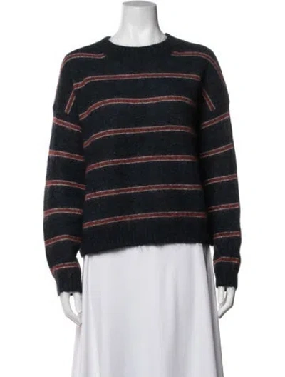 Pre-owned Acne Studios Striped Crew Neck Sweatshirt In Blue