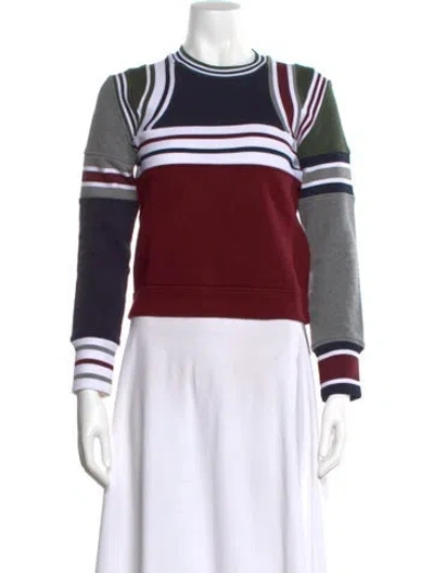 Pre-owned Acne Studios Striped Crew Neck Sweatshirt In Red