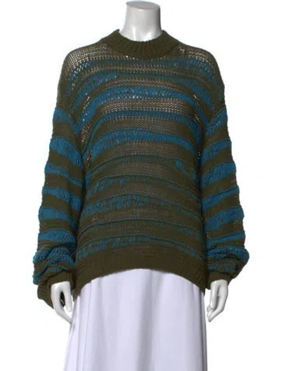 Pre-owned Acne Studios Striped Crew Neck Top In Green