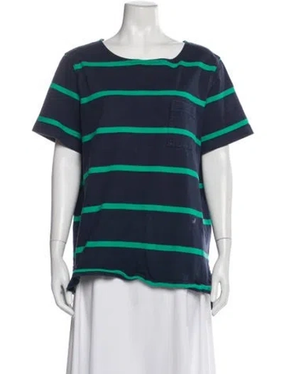 Pre-owned Acne Studios Striped Crew Neck T-shirt In Blue