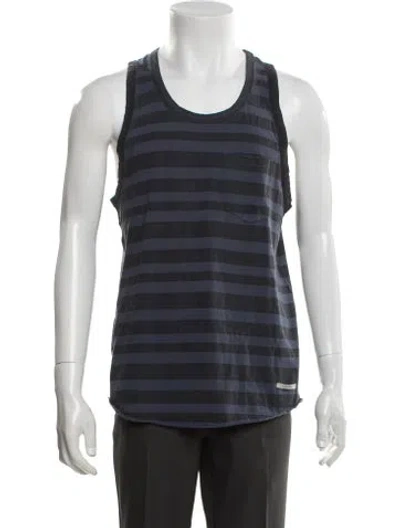 Pre-owned Acne Studios Striped Crew Neck T-shirt In Blue
