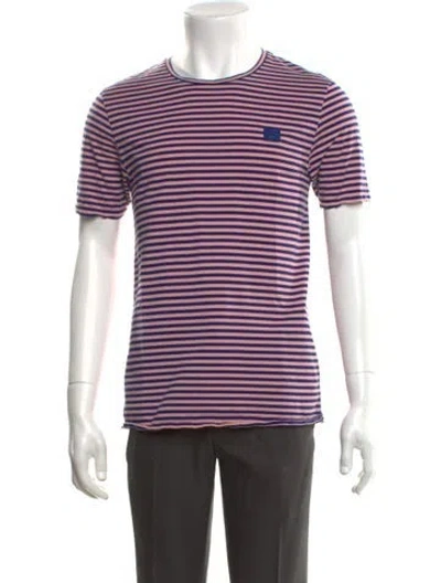 Pre-owned Acne Studios Striped Crew Neck T-shirt In Blue/pink