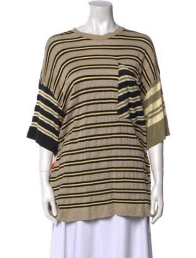 Pre-owned Acne Studios Striped Crew Neck T-shirt In Neutral