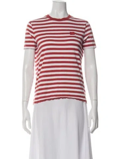Pre-owned Acne Studios Striped Crew Neck T-shirt In Red