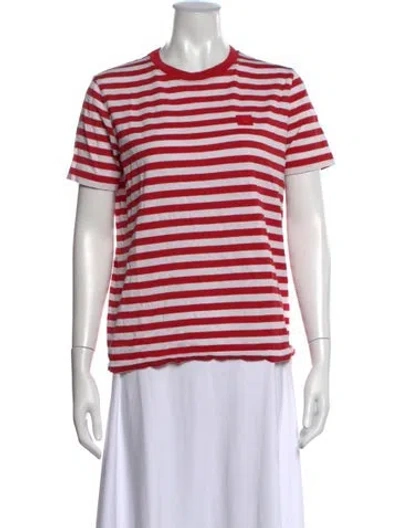 Pre-owned Acne Studios Striped Crew Neck T-shirt In Red
