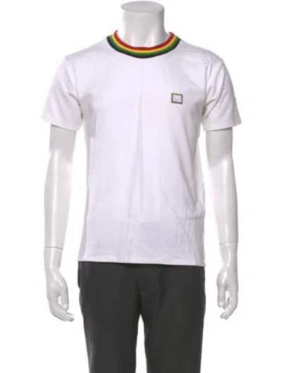 Pre-owned Acne Studios Striped Crew Neck T-shirt In White