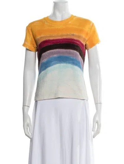Pre-owned Acne Studios Striped Crew Neck T-shirt In Yellow
