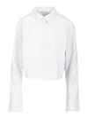 Acne Studios Striped Cropped Shirt In White