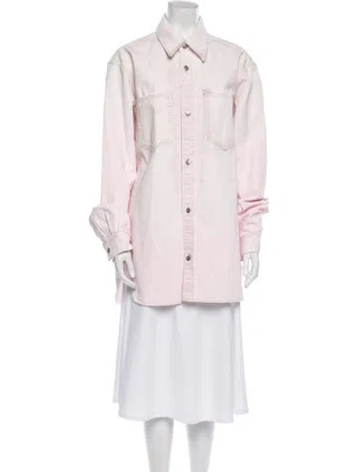 Pre-owned Acne Studios Striped Denim Jacket In Pink