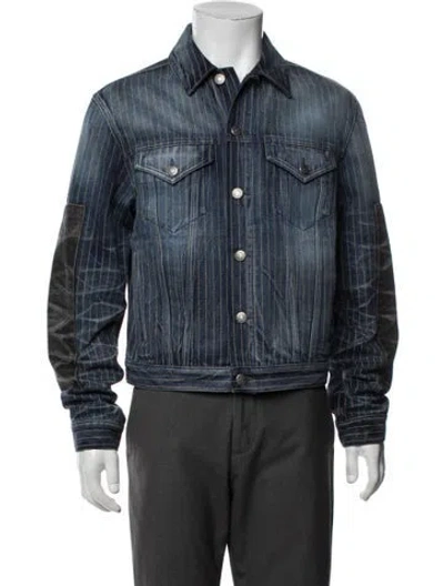 Pre-owned Acne Studios Striped Denim Jacket W/ Tags In Blue