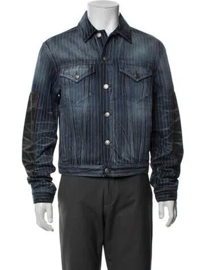 Pre-owned Acne Studios Striped Denim Jacket W/ Tags In Blue