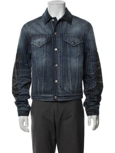 Pre-owned Acne Studios Striped Denim Jacket W/ Tags In Blue