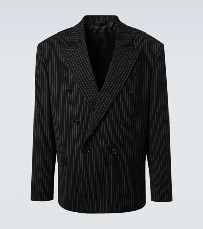 Acne Studios Striped Double-breasted Blazer In Black