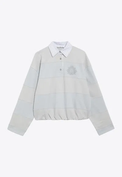 Acne Studios Striped Fleece Sweatshirt In Light Blue